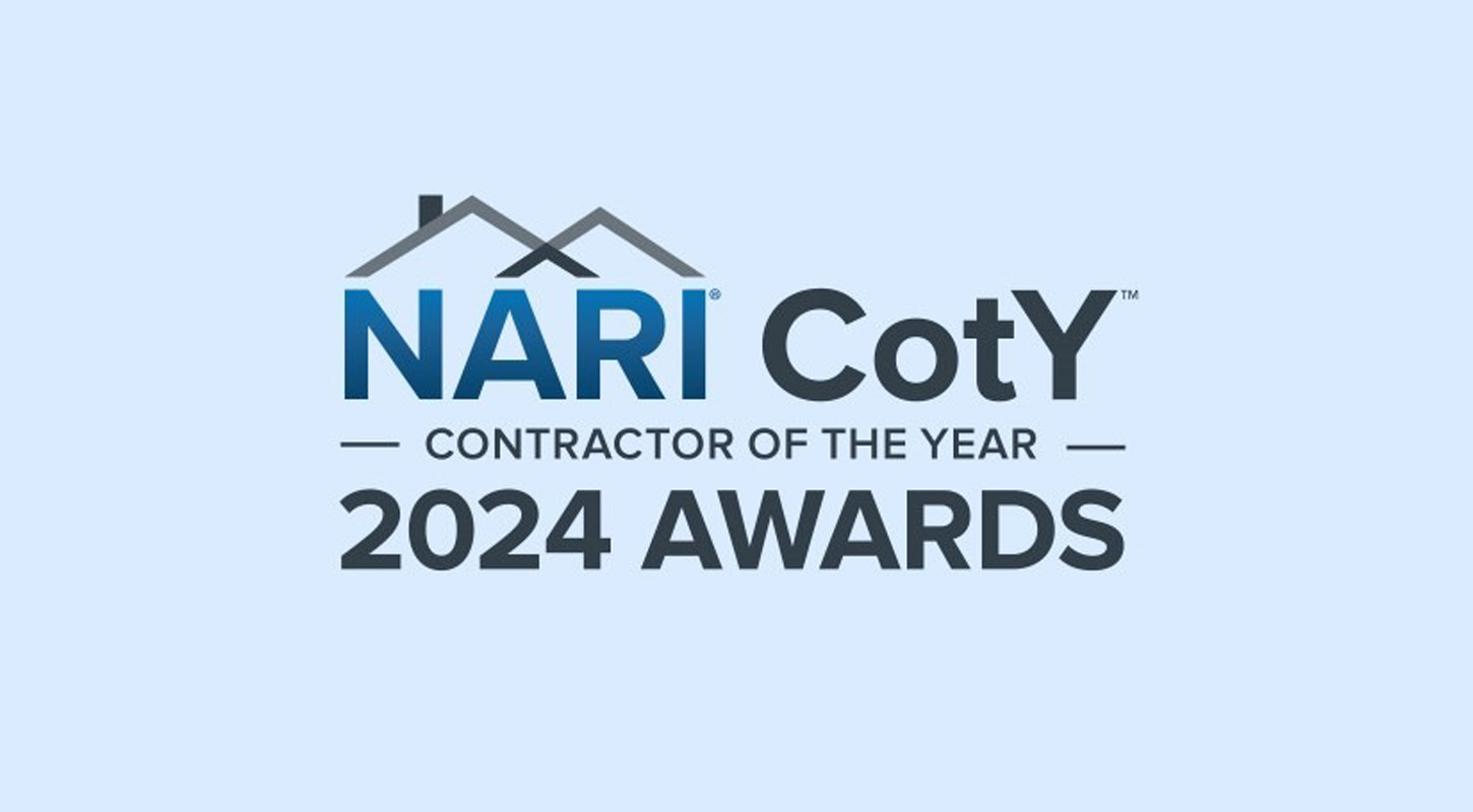 Blue background with the NARI logo centered along with the text NARI CotY Contractor of the Year 2024 Awards