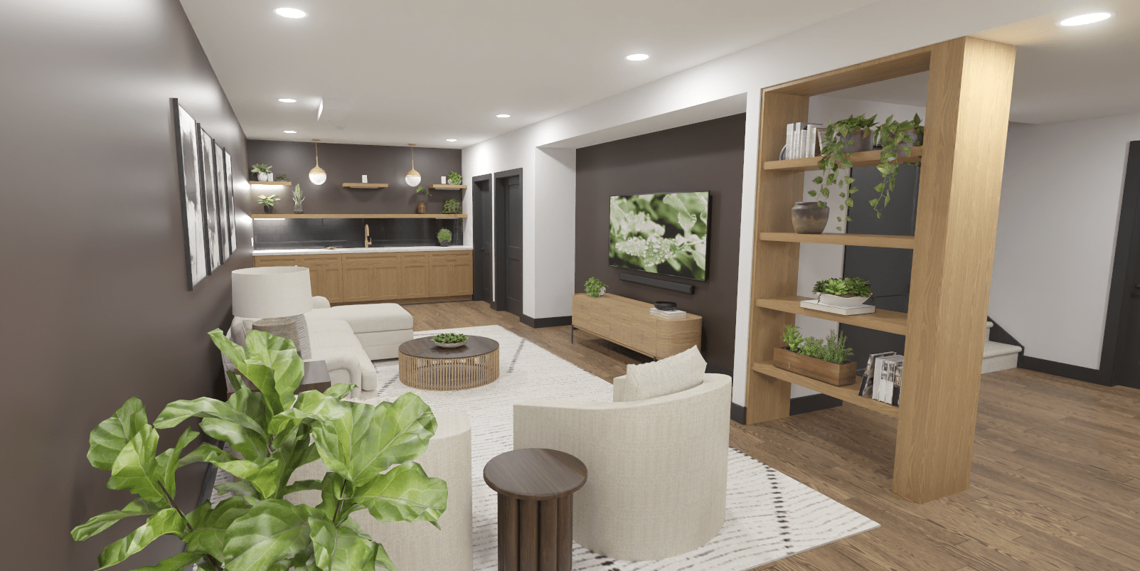 A Basement Remodel Rooted in Nature and Wellness